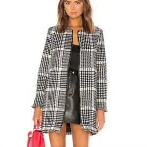 Cupcakes and Cashmere Plaid‎ Tweed Collarless Zipper Front Coat Women's Size L